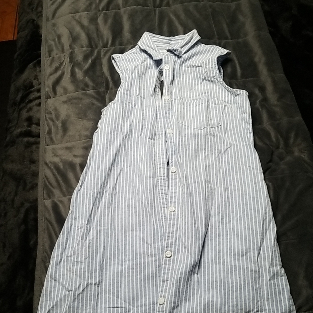 SO Sleeveless Blue and White Dress